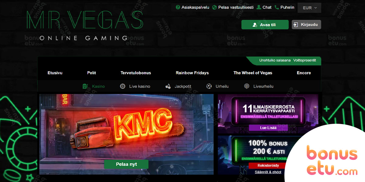 Mrvegas casino homepage overview