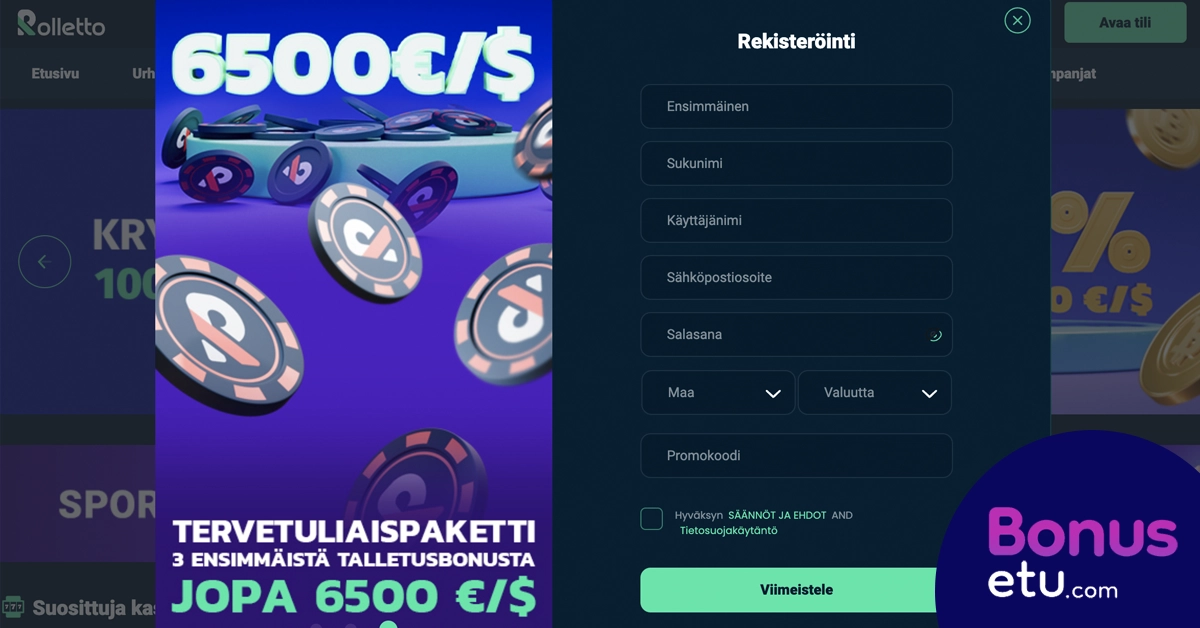 Rolletto casino rekisteröityminen