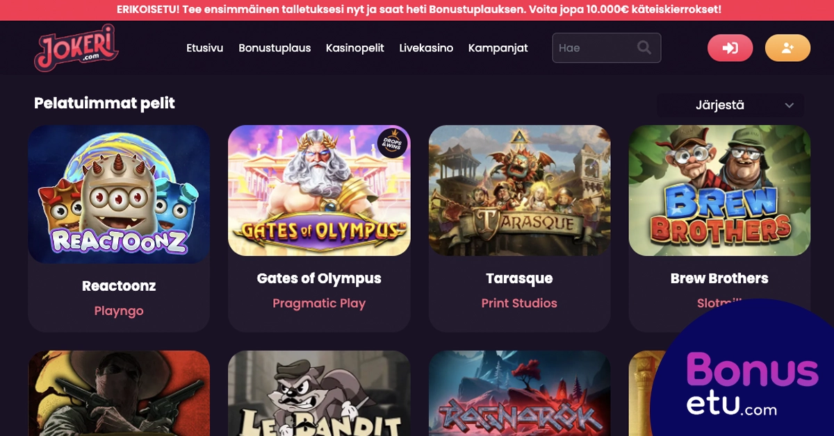 Jokeri casino pelivalikoima