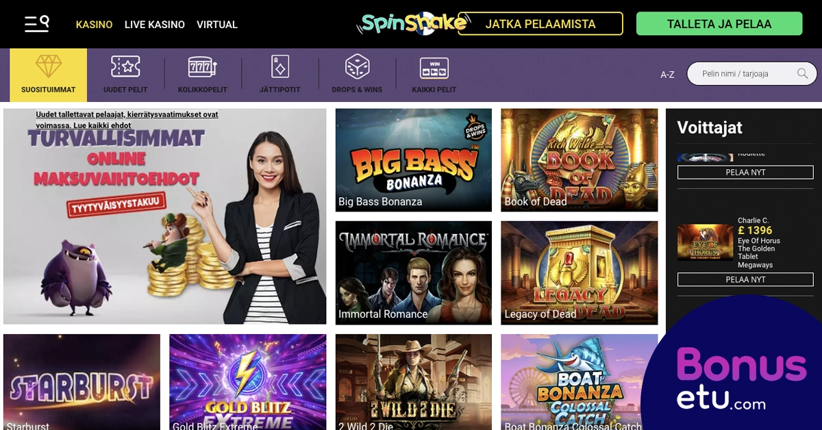 Spinshake casino game selection