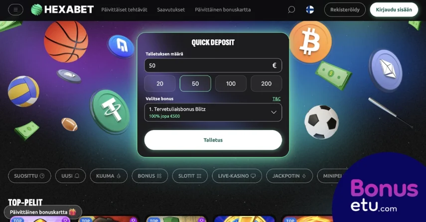 Hexabet etusivu