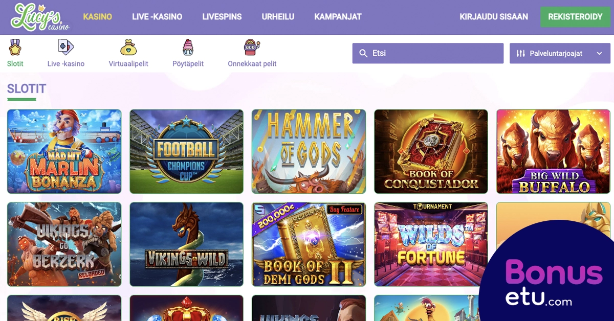 Lucy's Casino pelivalikoima