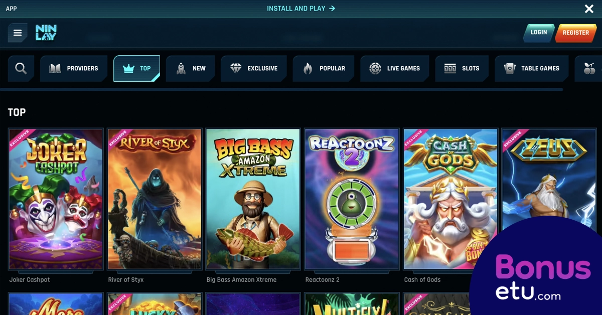 Ninlay casino pelivalikoima