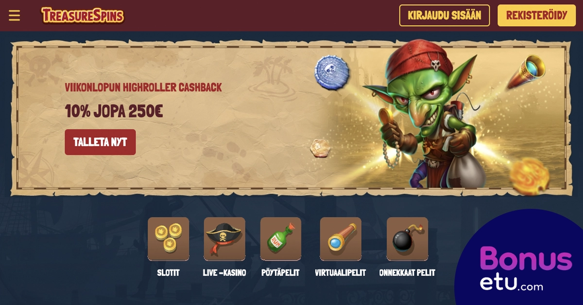Treasure Spins etusivu