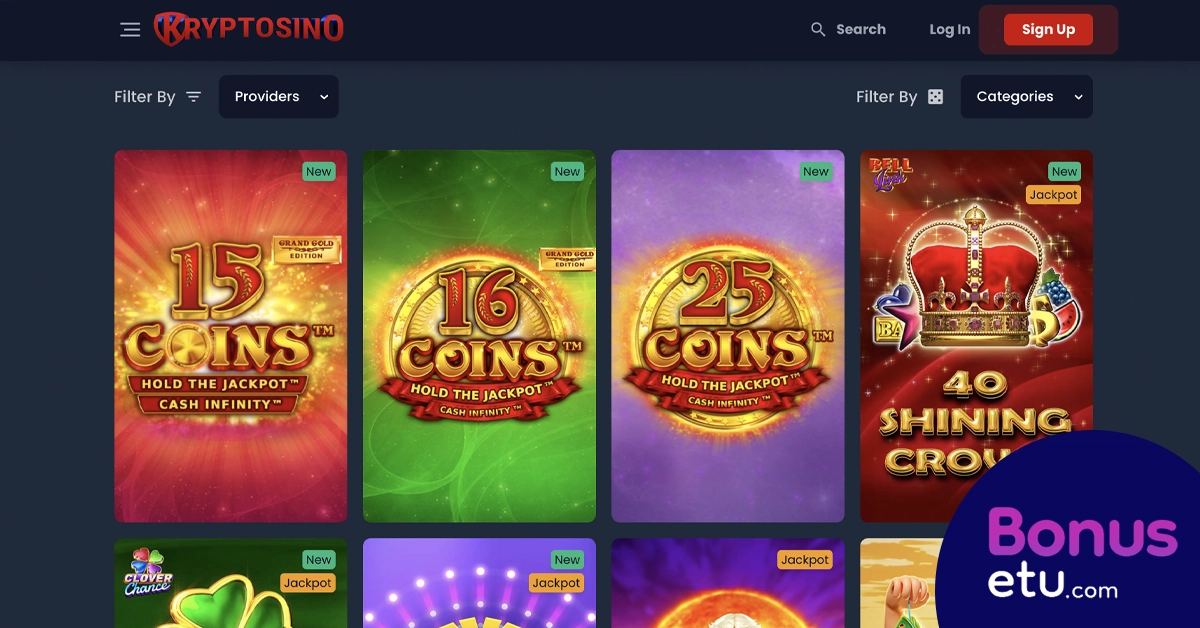 Kryptosino pelivalikoima