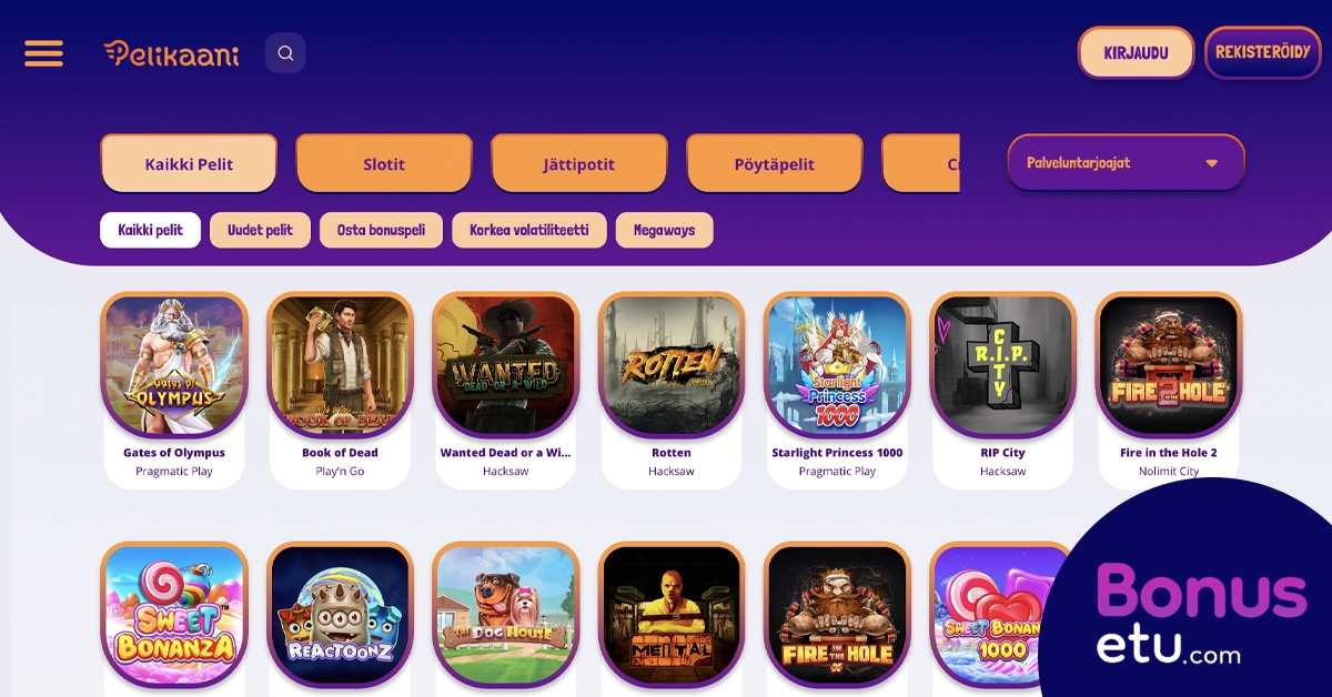 Pelikaani casino pelivalikoima