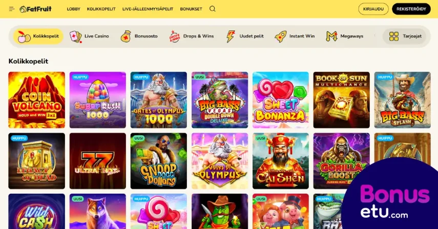 fat fruit casino arvostelu pelivalikoima