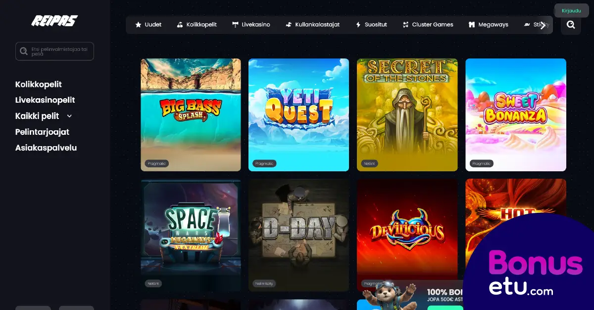 reipas casino pelivalikoima