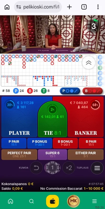 baccarat livekasinolla