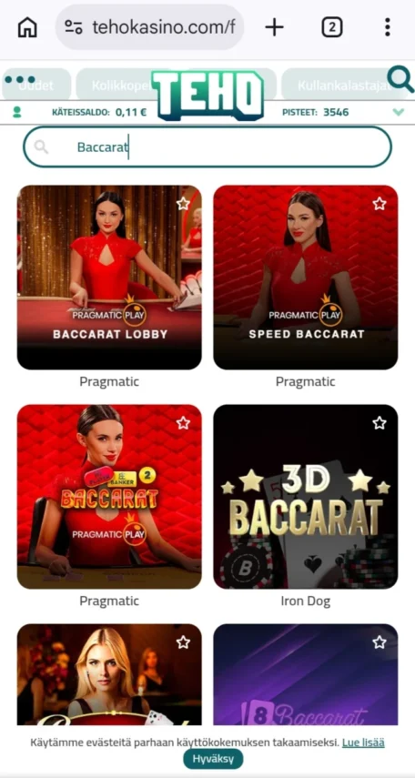 baccaratin variaatiot