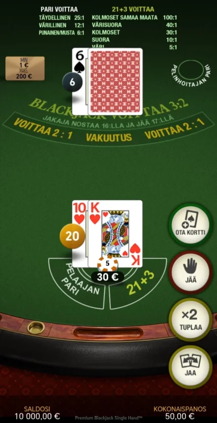 blackjackin säännöt
