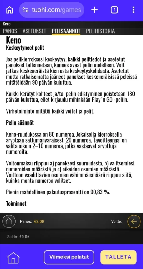 kenon voittomahdollisuudet